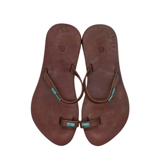 Unbranded Shoes - The Rain Leather Turquoise Sandals Toe Ring Style